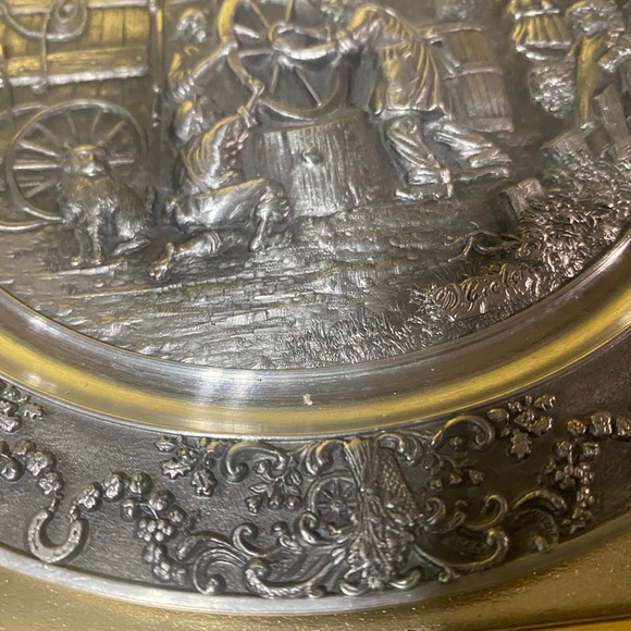 BRADFORD EXCHANGE PEWTER CRAFTS VTG 1994 THE SKILL OF THE WHEELWRIGHT 3-D PLATE - Picture 12 of 16